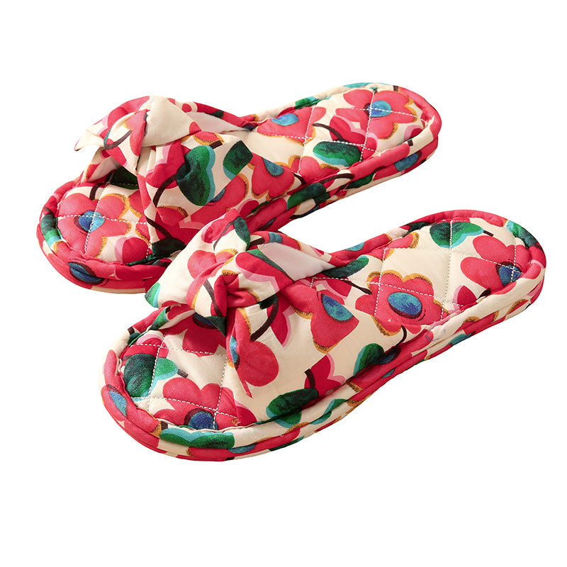 Wholesale Fabric Bowknot Indoor Non-slip Slippers